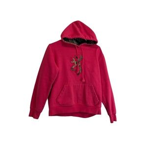 Browning for Her Pink Hoodie Mossy Oak Camo Pullover Womens Size M Sweatshirt